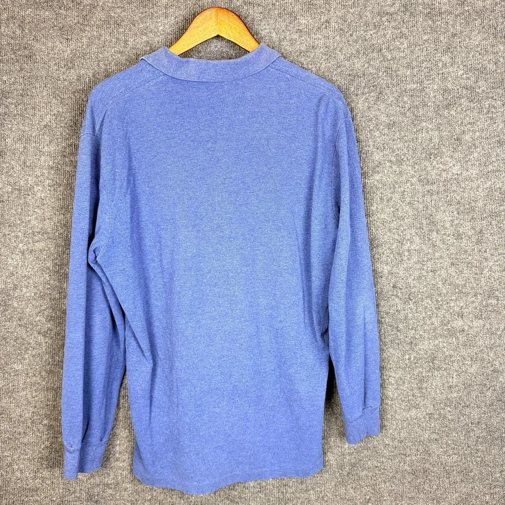 Polo Ralph Lauren Long Sleeve Pique Polo Shirt L Blue Red Pony